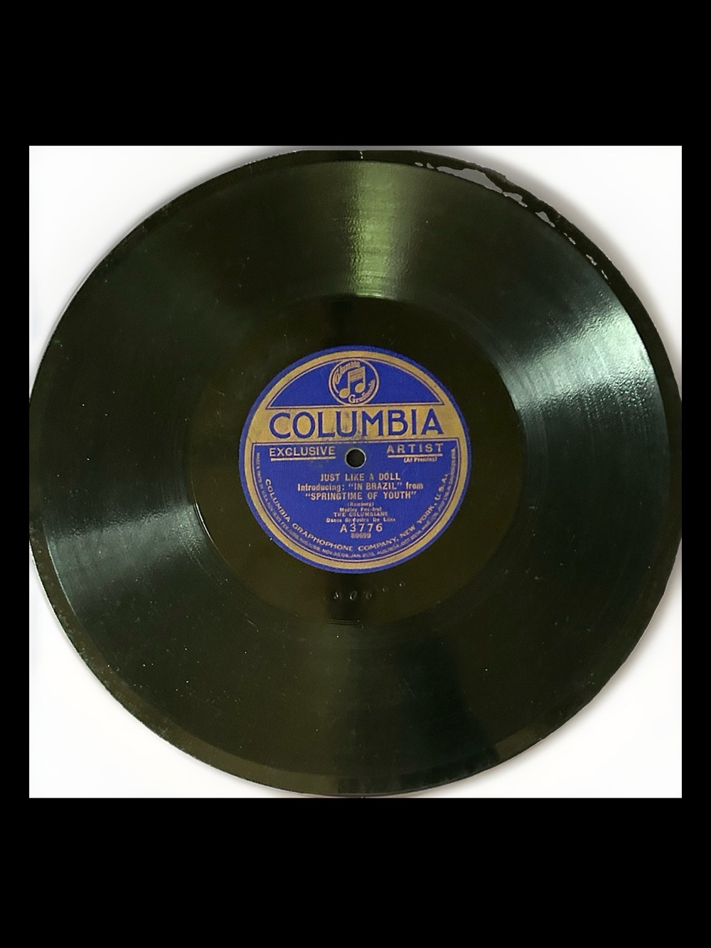 Colombia Records (catalog number A3776), released around 1923